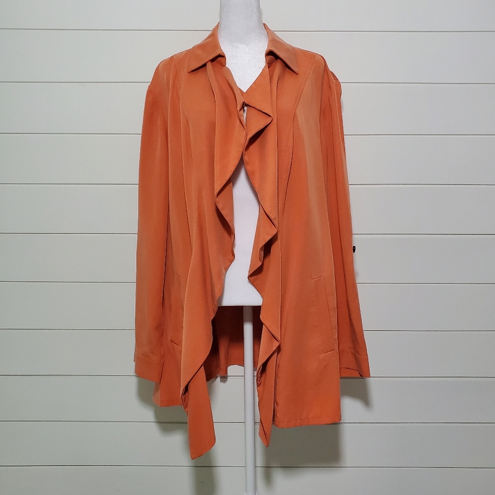 Chico's Women's Soft orange  Ruffle Jacket Size XL /‎ 3